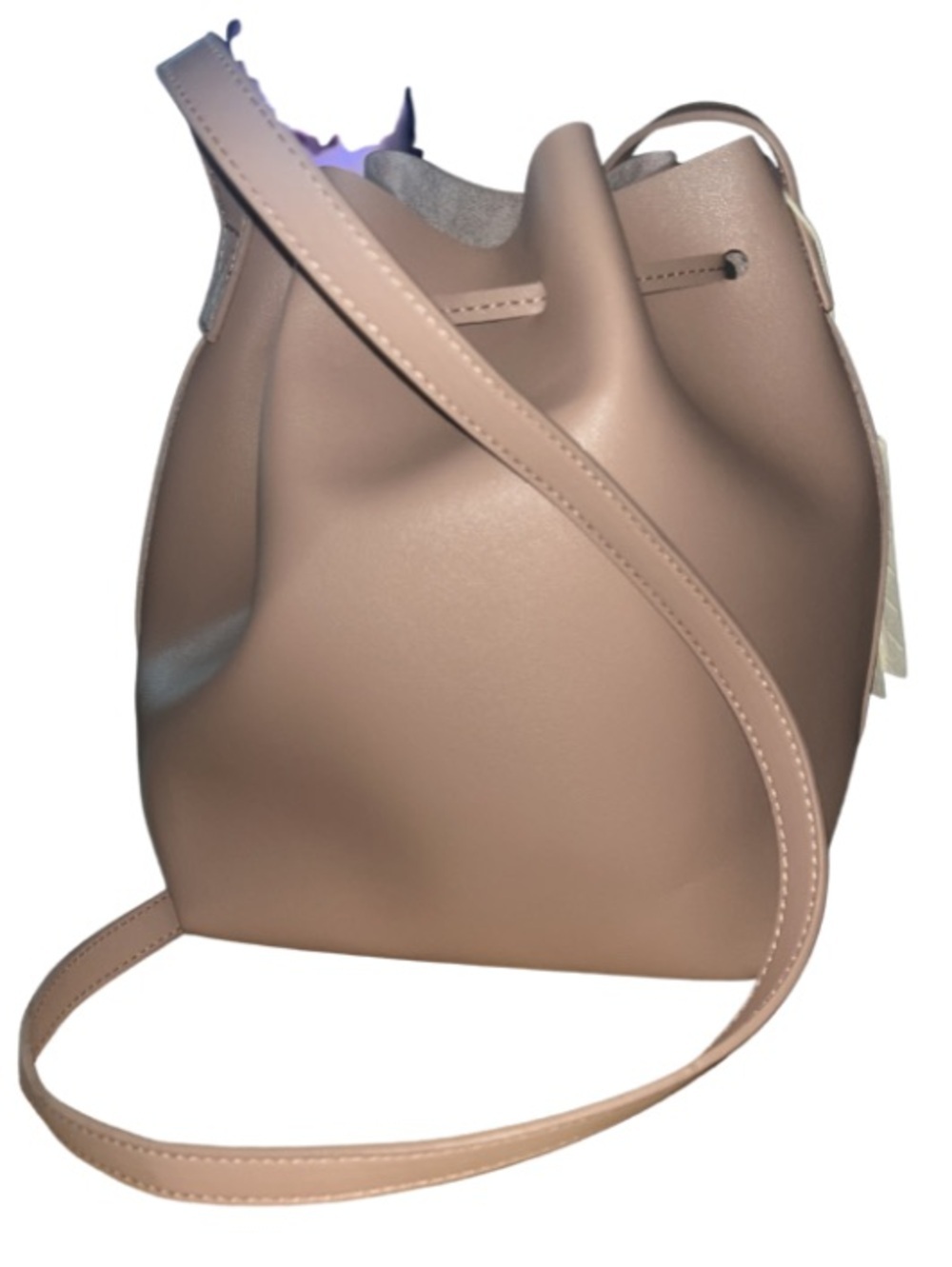 NWT KAYLA + AVA Vegan Leather Bow Tie Bucket Bag Dusty Rose - Picture 9 of 9